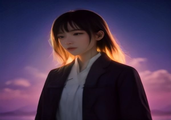 同人动漫网站在线观看场景：夜晚房间里笔记本电脑屏幕播放着蓝紫色调的动漫画面，键盘上的手指轻触播放键，氛围温暖专注